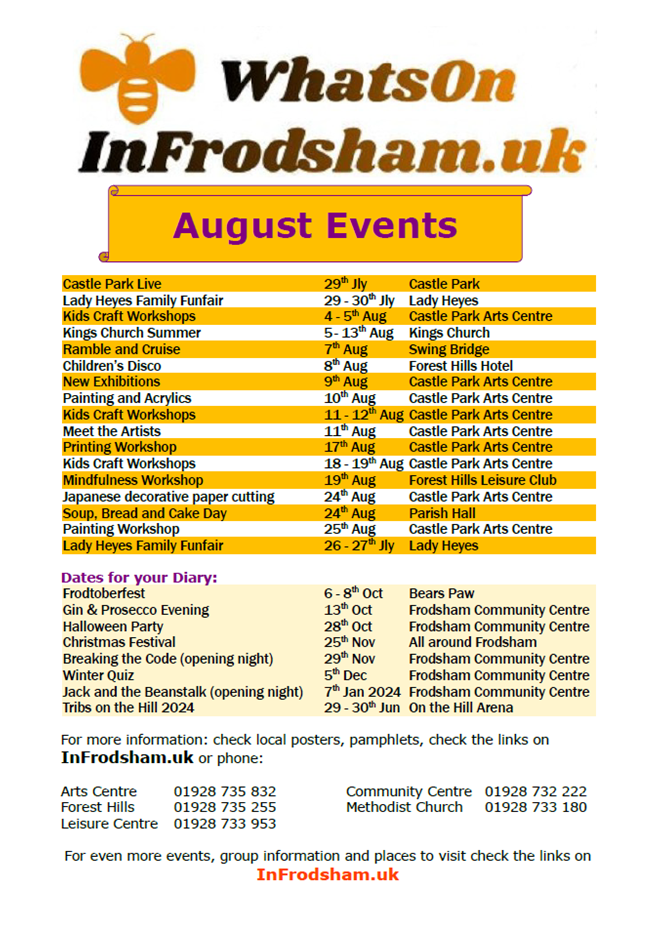 Whats On InFrodsham.uk August 23 img