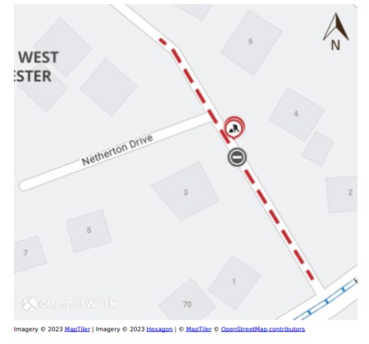 Netherton Drive road Closure map