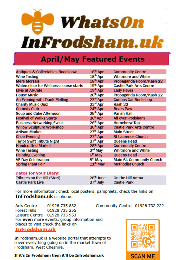 WhatsOn InFrodsham April-May Featured Events