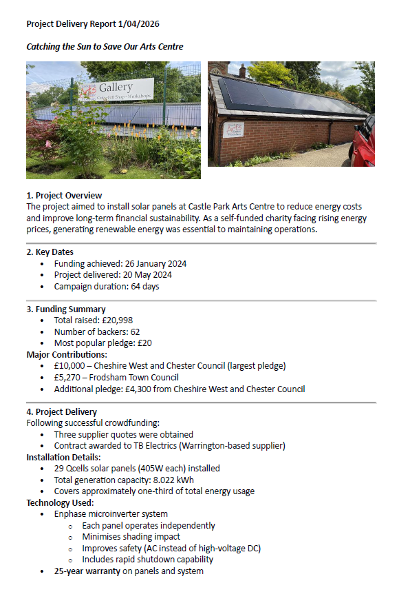 Catching the Sun to Save our Arts Centre pg1