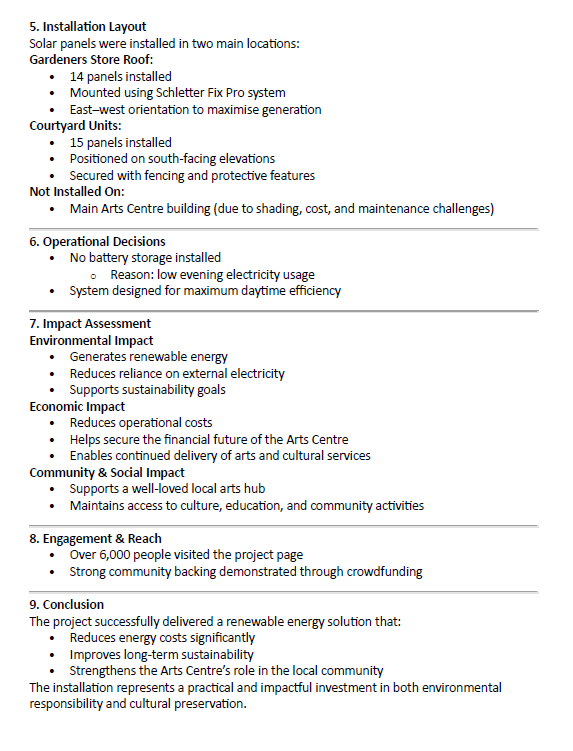 Catching the Sun to Save our Arts Centre pg2